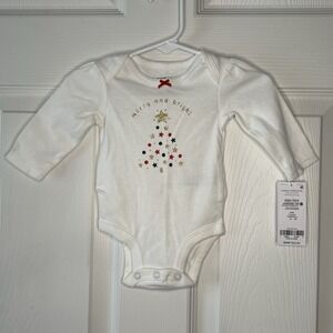 Carter's Bodysuit Baby NB White NEW Christmas Tree Merry and Bright 1N992310